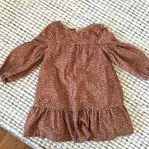 Long-Sleeve Corduroy Leopard Print Dress